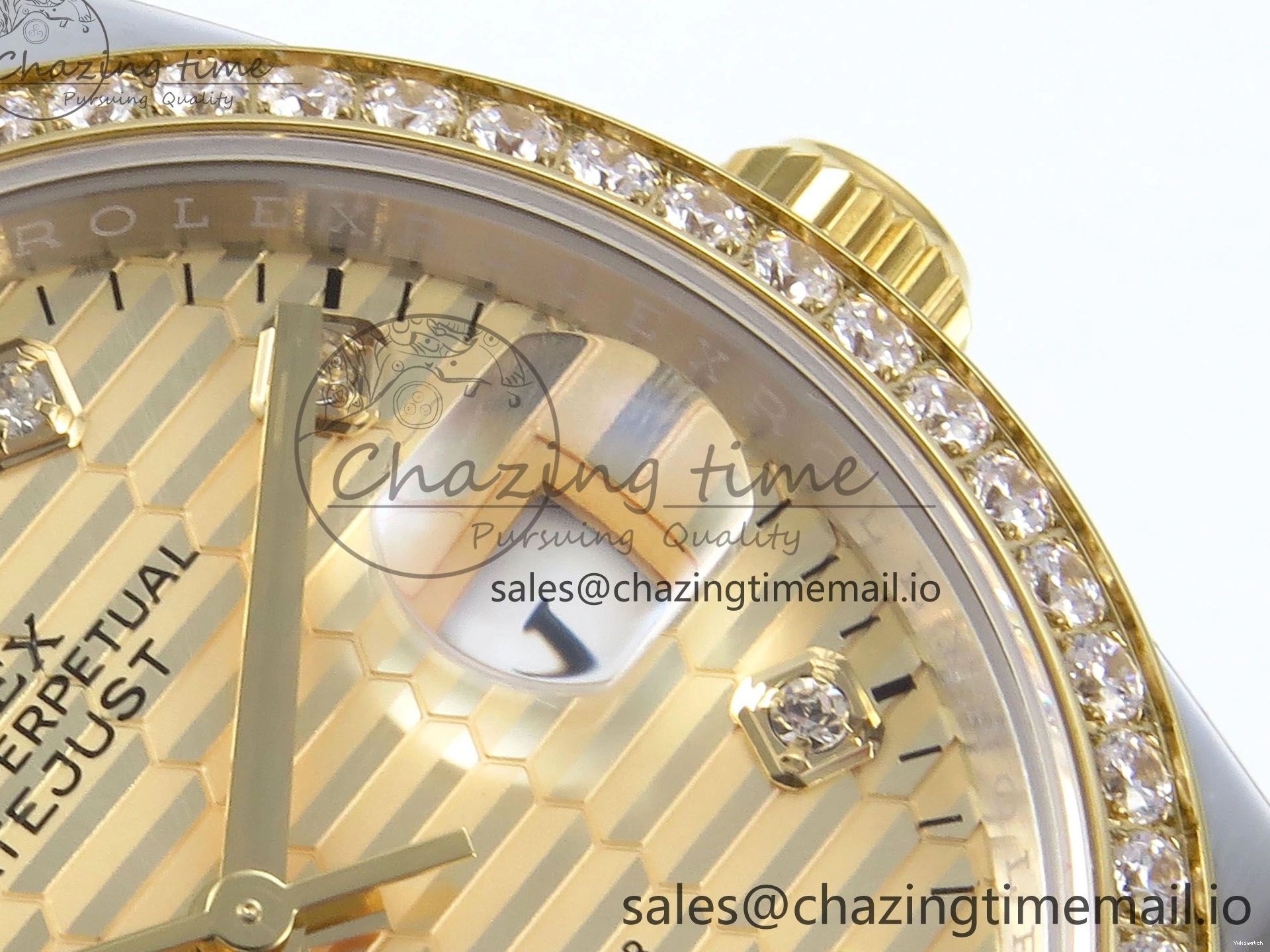 YG Textured Diamonds 126283RBR Dial YG Oyster EWEF SS Best Edition DateJust A3235 Bracelet on 36 0420